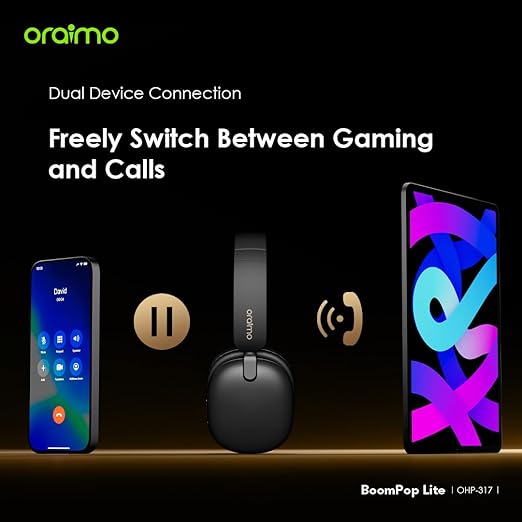 Oraimo BoomPop Lite Over-Ear On Ear Headset - Black - OHP-317