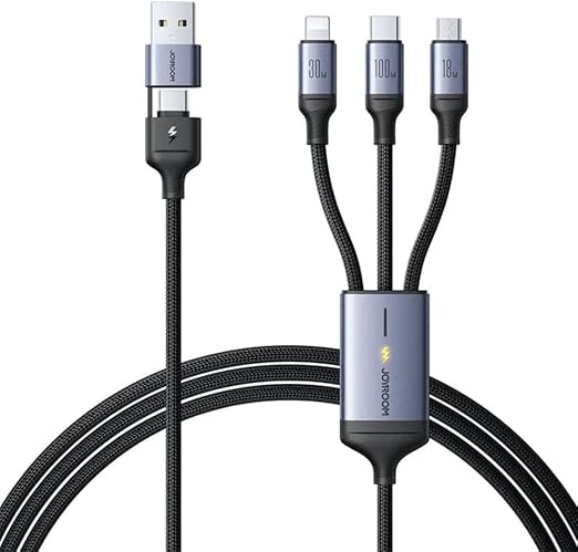Joyroom S-A21 Speedy Series 100W 6-In-1 Fast Charging Cable (Usb-A+Type-C To L+C+M) 1.5M-Black