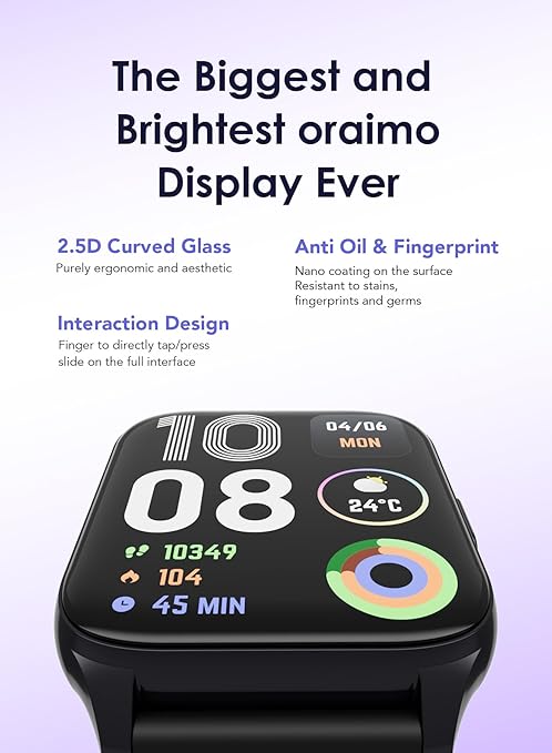 oraimo Watch 4 Plus 2.01″ HD IP68 Smart Watch - OSW-801 - BLACK