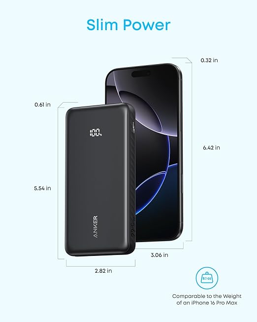 ANKER Zolo POWER BANK 10000MAH 22.5W - BLACK - A110H11