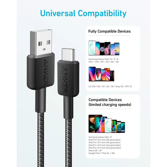 ANKER 322 USB-A TO TYPE-C CABLE A81H5H11 - BLACK