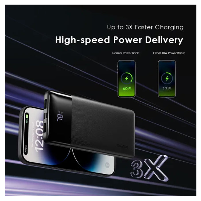 Oraimo OPB-7100Q Power Bank 10000mAh Toast 22.5W LED Display USB-C - Black