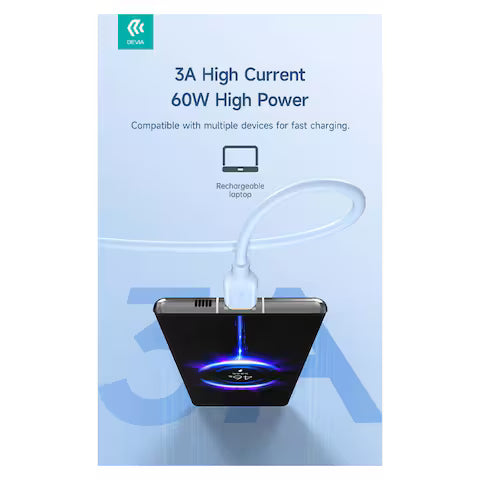 DEVIA Jelly Silicon Cable USB-C to USB-C 60W 1.2M - Blue