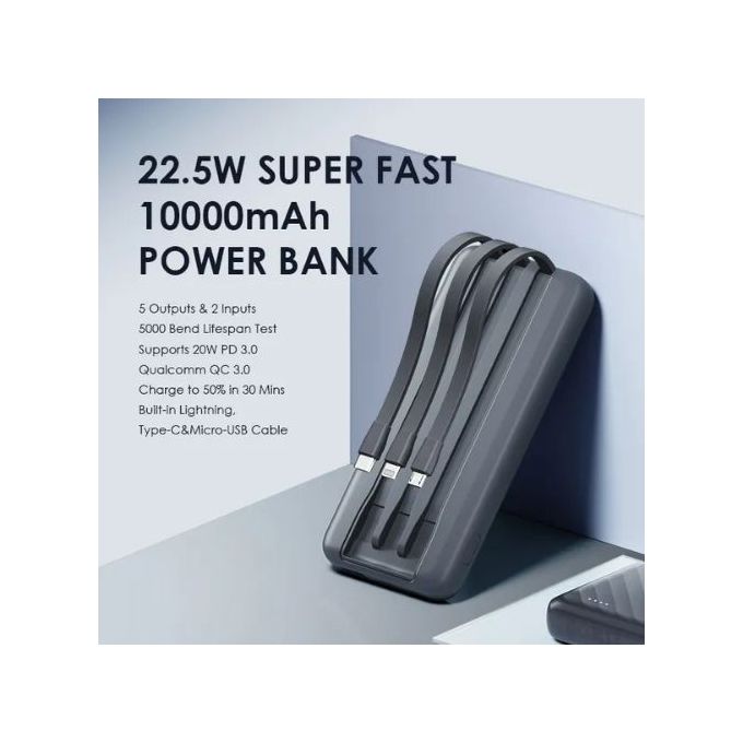 oraimo Slice Link Pro 10000mAh 22.5W Power Bank - OPB-7101- Gray