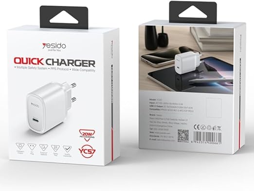 Yesido YC57 USB-C 20W  Fast Wall Charger - White