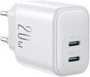 JOYROOM JR-TCF12 20W Fast Charger Dual Type-C Wall Charger Adapter - White