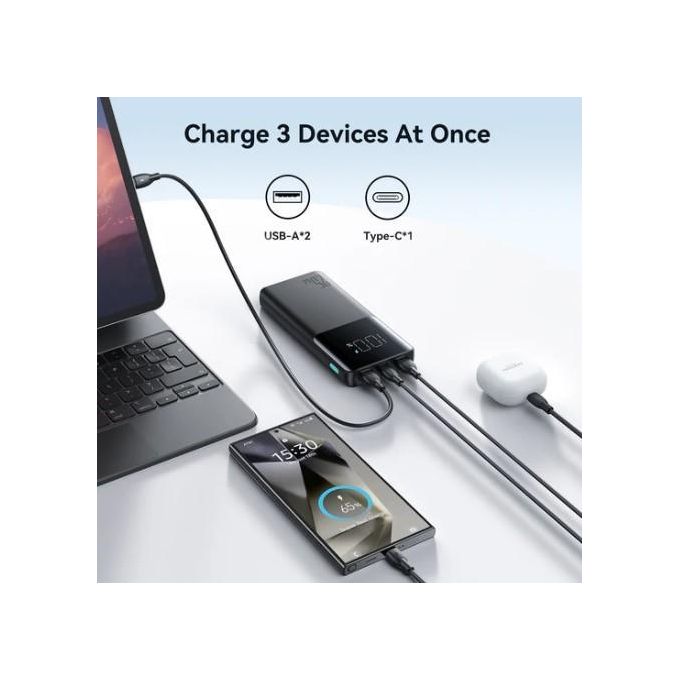 JOYROOM JR-PBF20 10000mAh 25W Fast Charge Power Bank Digital External Battery - Black