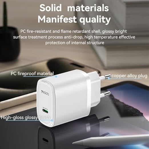 Yesido YC57 USB-C 20W  Fast Wall Charger - White