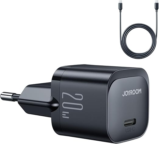 Joyroom JR-TCF02EU PD 20W Mini Intelligent  Fast Charger with C to C Cable - 1M - Black