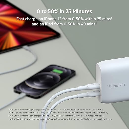 Belkin BOOSTCHARGE 2-Port USB-C PD 40W Wall Charger White