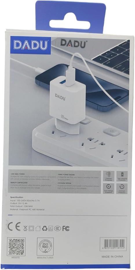 DADU Chargeur 12W Type-C 2.4A 2 USB DC-286