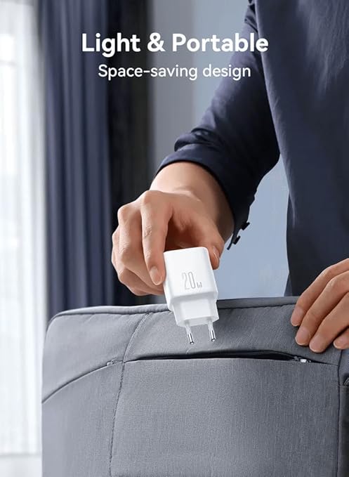 JOYROOM JR-TCF12 20W Fast Charger Dual Type-C Wall Charger Adapter - White