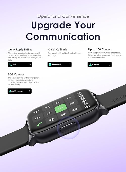 oraimo Watch 4 Plus 2.01″ HD IP68 Smart Watch - OSW-801 - BLACK