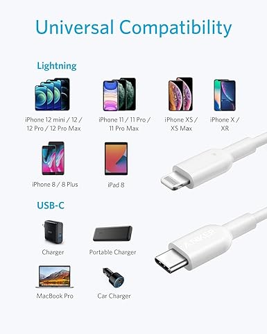 anker power line + II usb-c cable with lightning connector