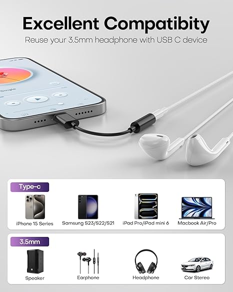 USB-C to Headphone Jack 3.5 convert