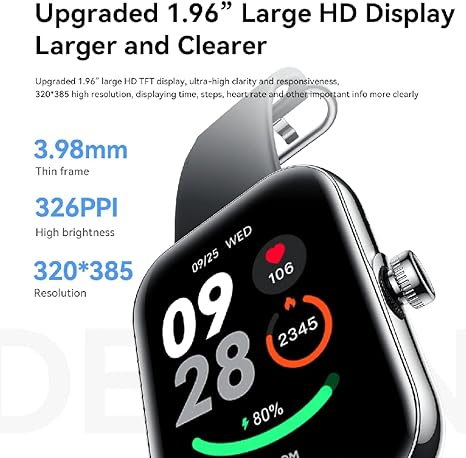 Joyroom JR-FT5 Plus Smartwatch - 1.96  Screen  Sports Watch with Call Answering - Black