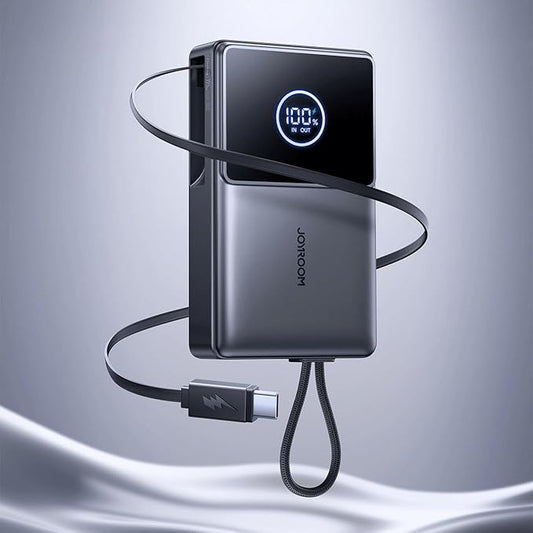 Joyroom JR-PR1 10000mAh 22.5W Powerbank with Built-in Retractable USB-C Cable - Black