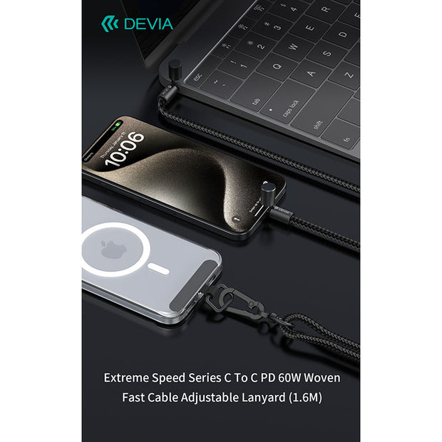 DEVIA EC657 Extreme Speed Series Adjustable Lanyard Woven PD Cable 60W 1.6M