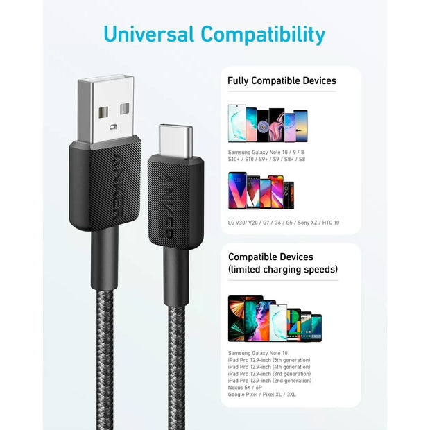 ANKER 322 USB-A TO TYPE-C CABLE A81H5H11 - BLACK