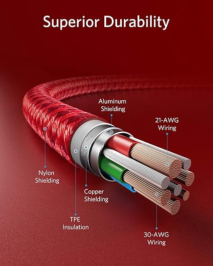 anker power line + II usb-c cable with lightning connector RED