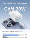 JOYROOM JR-TCG08 PD 20W Fast Charging GaN Charger Mini Power Adapter - White
