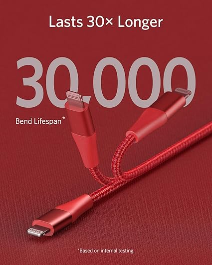 anker power line + II usb-c cable with lightning connector RED