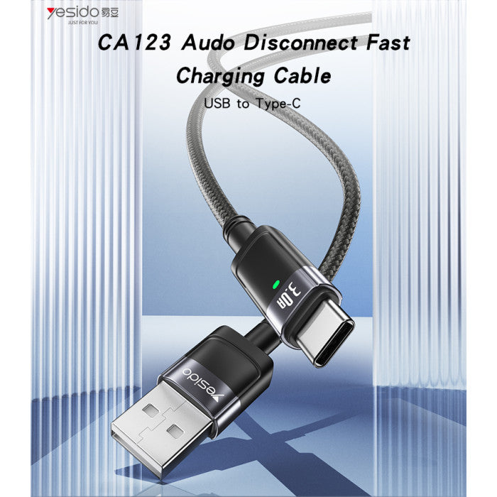 Yesido Data Cable 3A USB-A TO USB-C AUTO POWER OFF CA123C