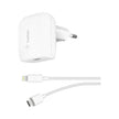 Belkin 18W USB-C PD Wall Charger + USB-C to Lightning Cable White