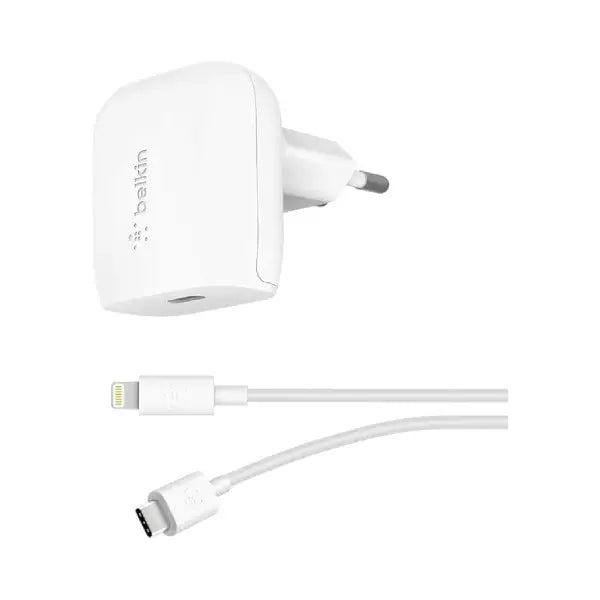 Belkin 18W USB-C PD Wall Charger + USB-C to Lightning Cable White