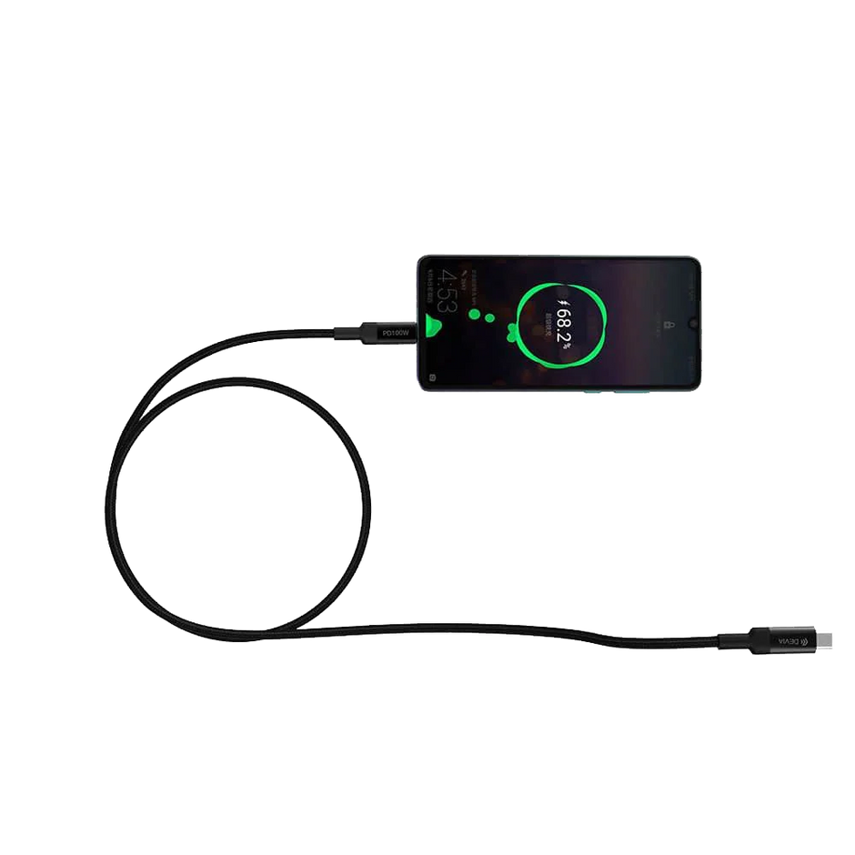 Devia MP710 Type-C Cable Extreme Speed 100W PD Support Fast Charging for All Laptops & Phones 1.5M - Black