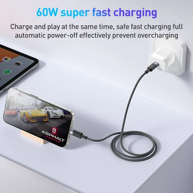 Yesido Data Cable 60W USB-C TO USB-C AUTO POWER OFF CA160