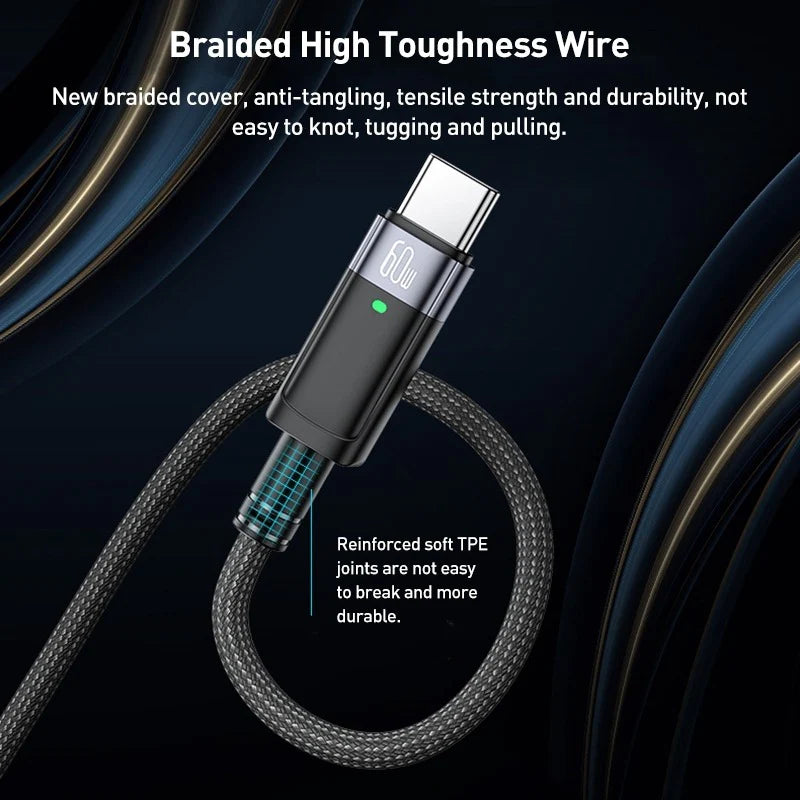 Yesido Data Cable 60W USB-C TO USB-C AUTO POWER OFF CA160