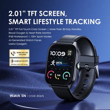 oraimo Watch 5N 2.01 TFT IP68 Smart Watch OSW-806N - Black