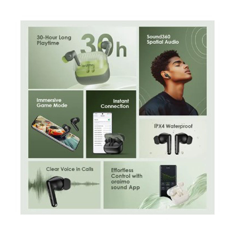 Oraimo SpaceBuds Neo+ In-Ear Earbuds  Black - OTW-323P