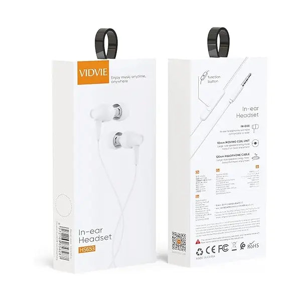 Wired earphones HF VIDVIE HS653 white