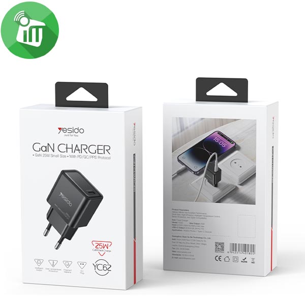 Yesido YC62 USB-C 25W GaN Fast Wall Charger