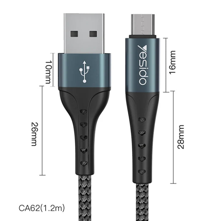 Yesido Data Cable 2.4A USB-C TO USB-Micro CA62