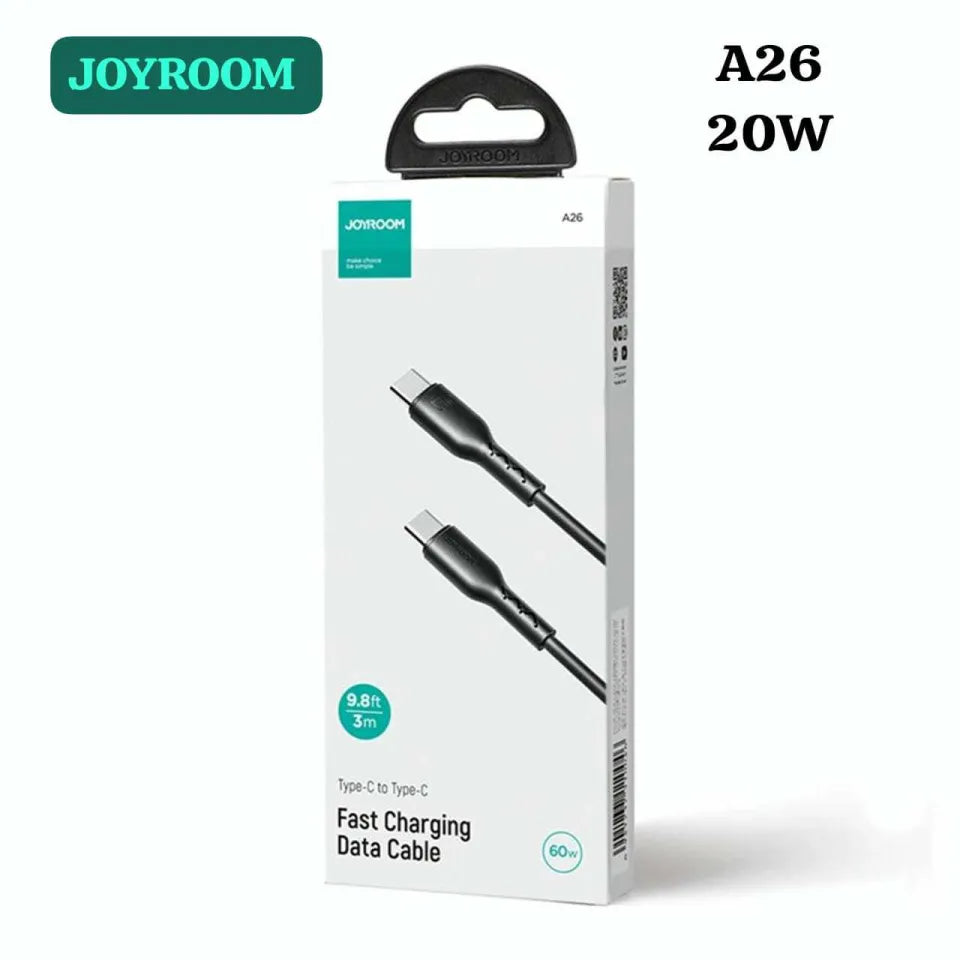 JOYROOM A26 Type-C to Type-C Fast Charging Data Cable 60W -1m - Black