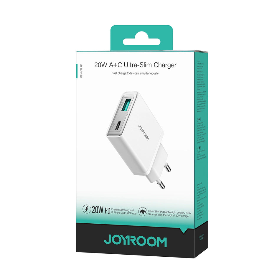Joyroom Wall Charger JR-TCF14 USB-A + USB-C 20W Super Slim White