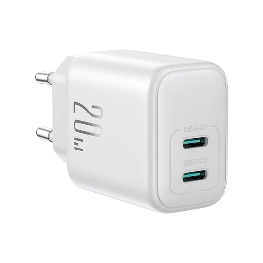 JOYROOM JR-TCF12 20W Fast Charger Dual Type-C Wall Charger Adapter - White