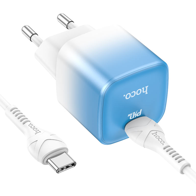 hoco C101A 20W PD CHARGER USB-C TO USB-C - Ice Blue