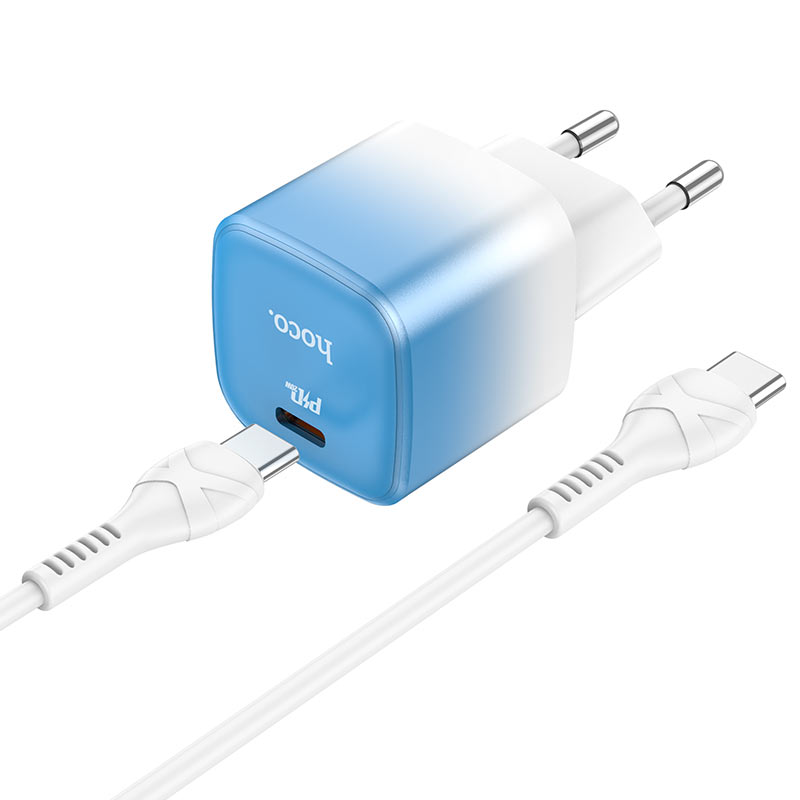 hoco C101A 20W PD CHARGER USB-C TO USB-C - Ice Blue