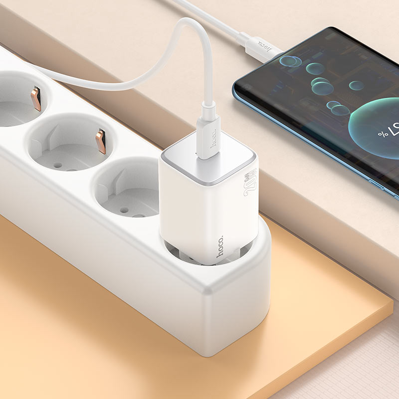 HOCO N40 Mighty single port PD20W Type-C to Type-C cable White