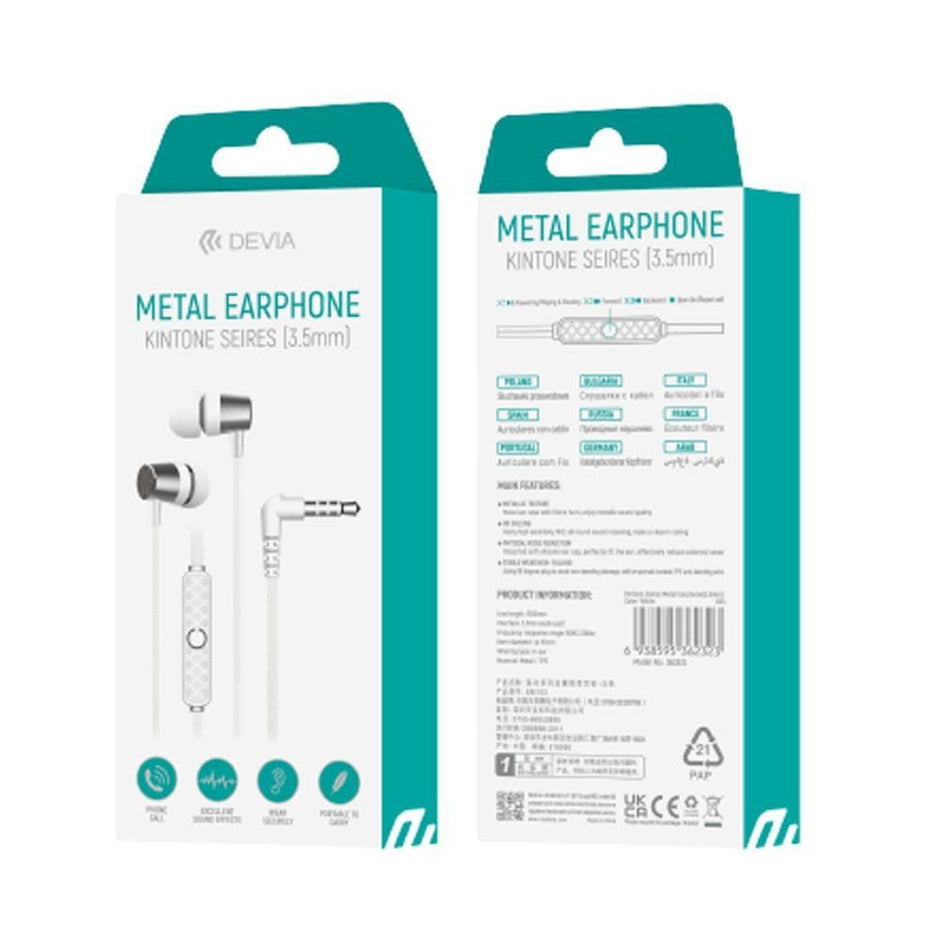 Devia EM103 Kintone Series Metal Earphone 3.5mm - White