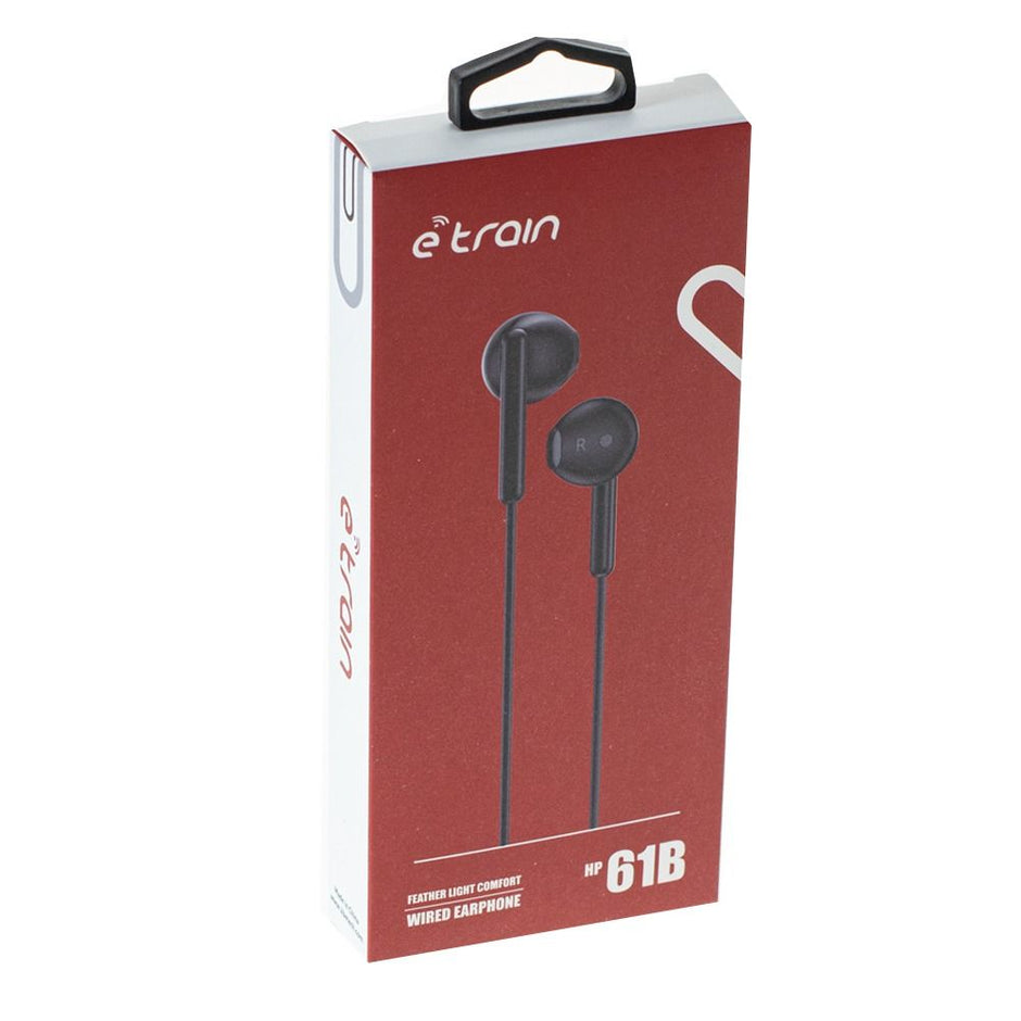 E-train (HP61B) Feather light Comfort Wired Earphone - Black