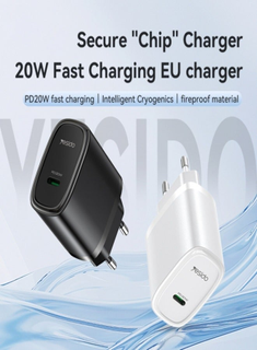 Yesido YC57B USB-C 20W  Fast Wall Charger - Black