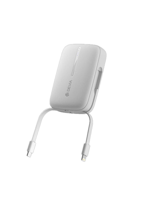 DEVIA Kintone Series Built-in Dual Cable Power Bank 10000mAh- White