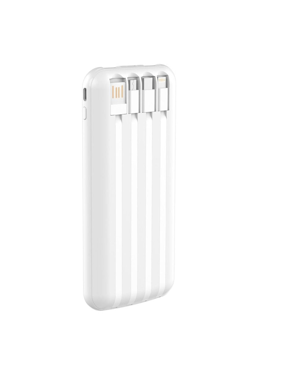 Devia Kintone series Power Bank with 4 cables 10000mAh - White