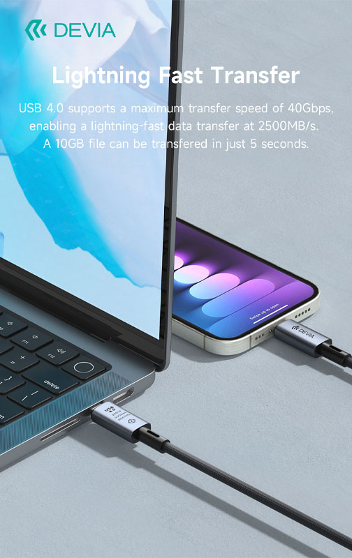 DEVIA EC641 Extreme Speed Series USB4.0 Full Functional Cable 40GB 240W 8K 60HZ 1M - Black