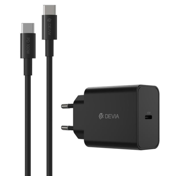 DEVIA Rocket Series Quick Charger 45W PD Set With USB-C Cable MP-72-4 - Black